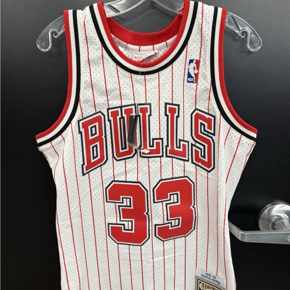 Mitchell & Ness White and Red NBA Jersey